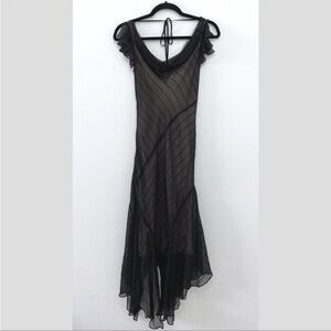 BCBGMaxAzria Silk Black High Low Dress